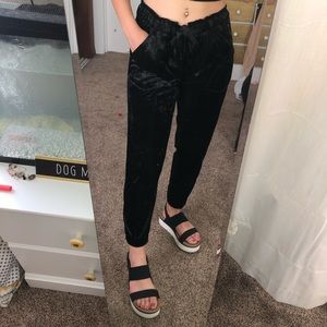 Velvet black joggers